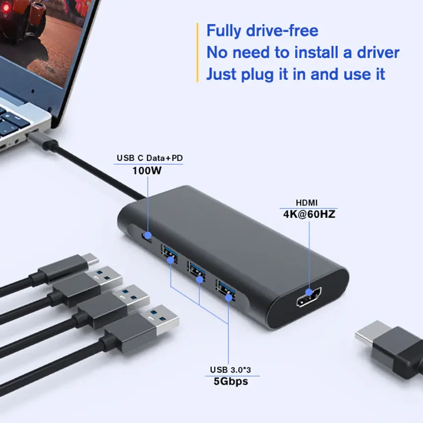 5 in 1 Multiport USB Hub