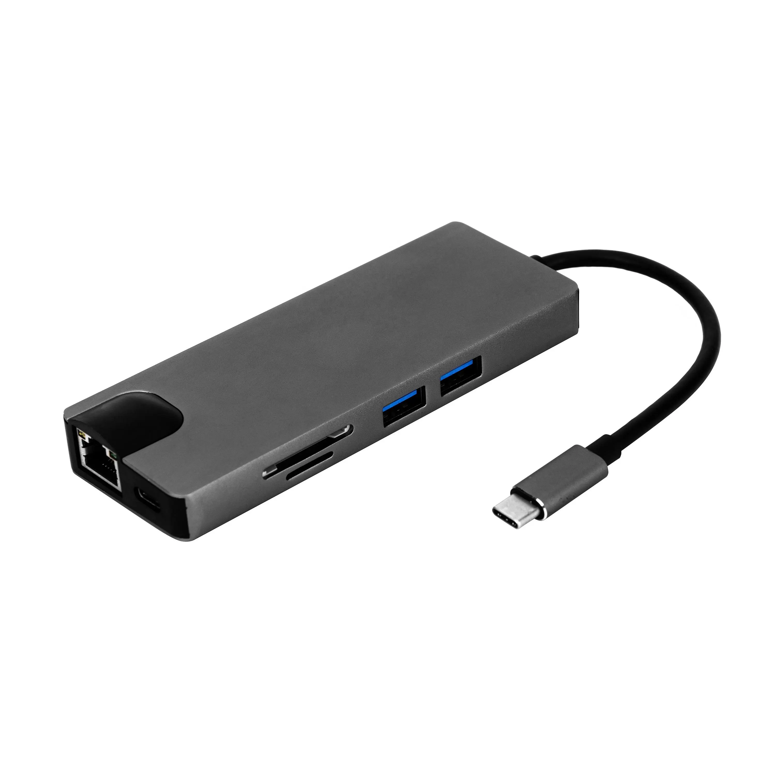 8 In 1 Multiport Adapter With HDMI USB3.0 RJ45 SD/TF