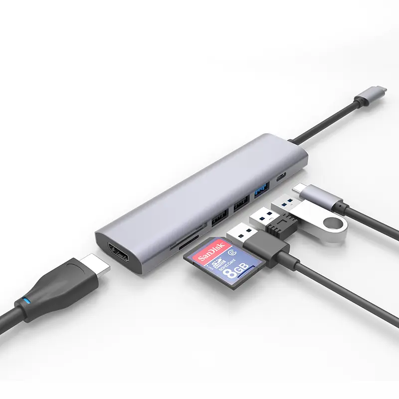 Factory OEM LOGO 7 in 1 Type-C Multi-Port Adapter