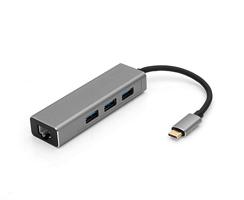 Aluminum USB Type C to Gigabit Ethernet 3 port USB 3