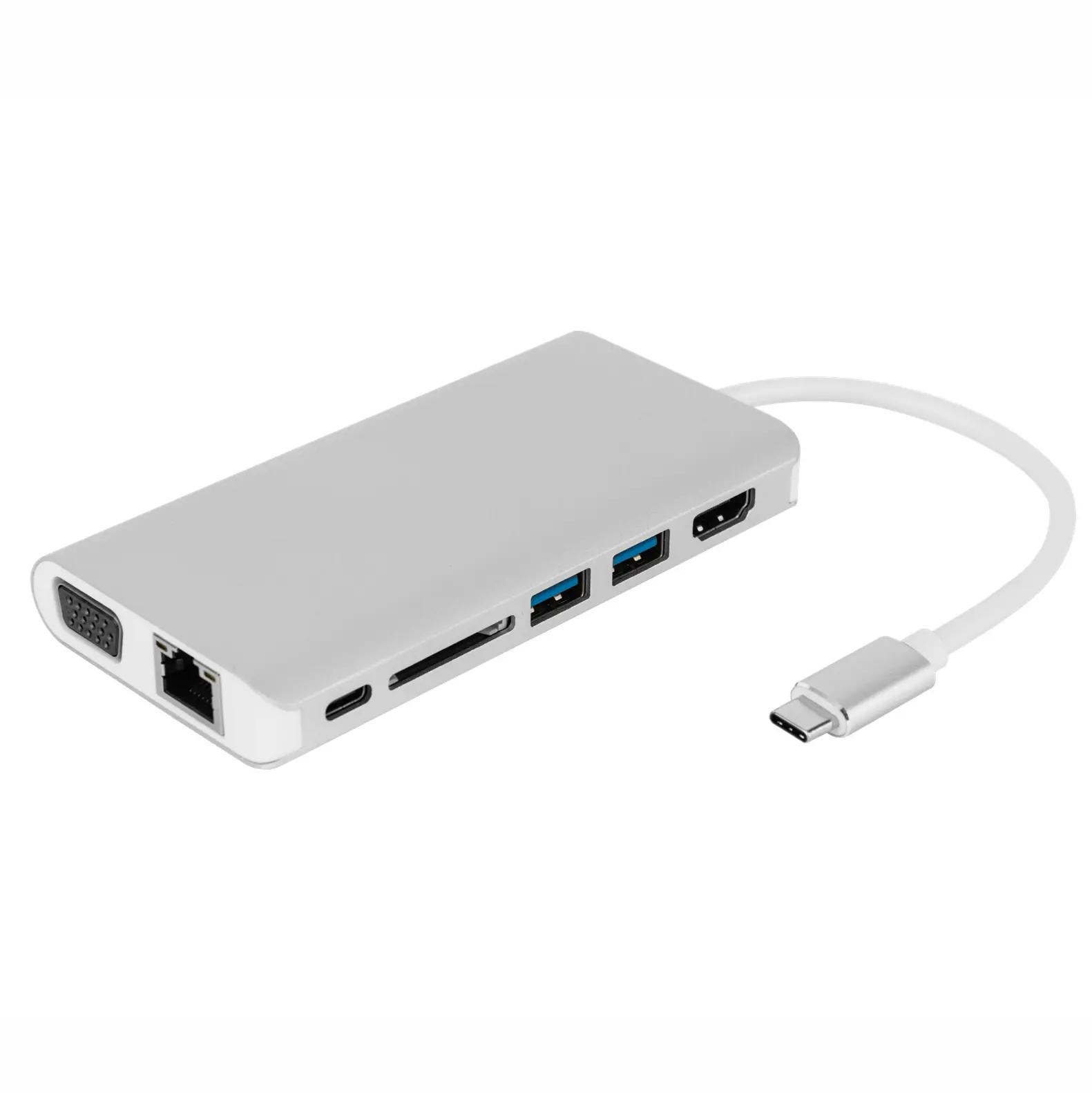 8 Port Portable USB-C Hub With VGA+PD+HDMI...