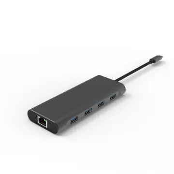 9 in 1 Type-C Hub With HDMI USB 3.0*4 Gigabit LAN Port Adapter